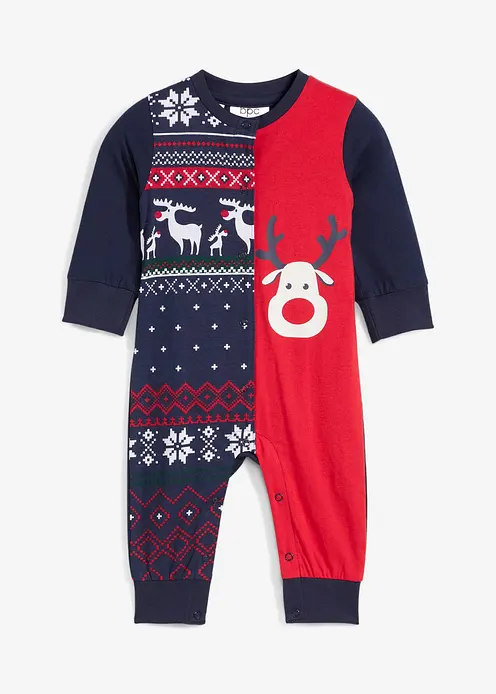 Baby Overall mit Weihnachtsmotiv in rot von vorne - bonprix