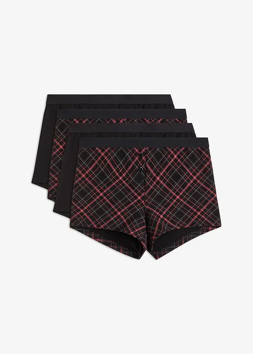 Damen Boxer mit Baumwolle (4er Pack) in schwarz von vorne - bonprix