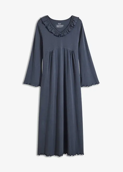 Nachthemd mit Rüschen in blau von vorne - bonprix