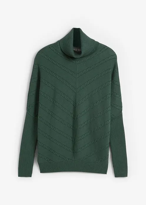 Rollkragenpullover in grün von vorne - bonprix