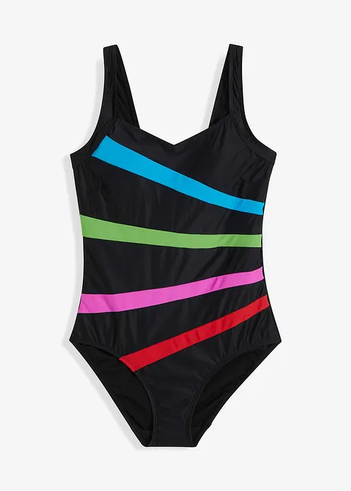 Medium Shape-Badeanzug mit Einsätzen in schwarz von vorne - bonprix