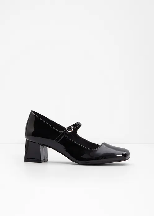 Spangenpumps in Lack-Optik in schwarz - bonprix