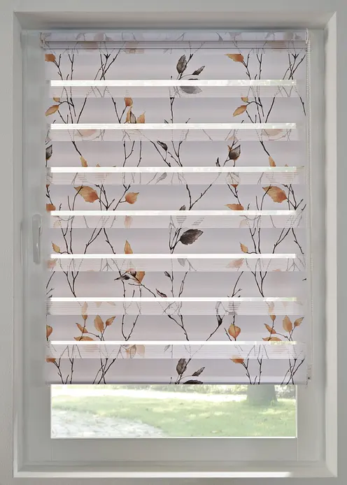 Doppelrollo mit Zweigen in beige - bonprix