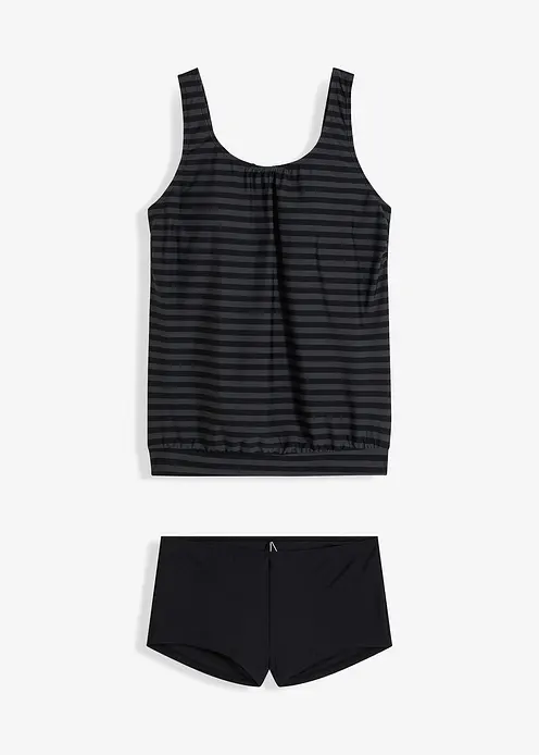 Oversize-Tankini (2-tlg. Set) in schwarz von vorne - bonprix