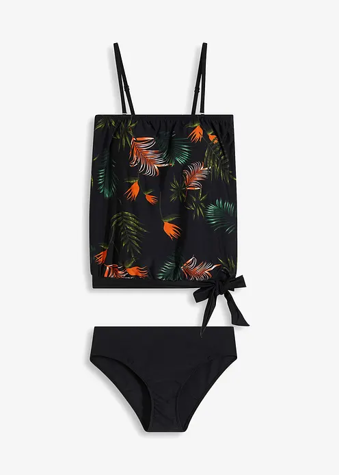 Bandeau-Tankini (2-tlg.Set) mit Multiway-Träger in schwarz von vorne - bonprix