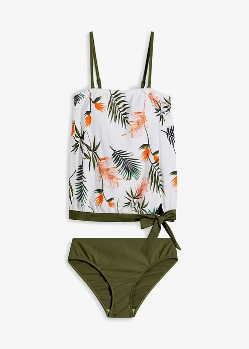 Bandeau-Tankini (2-tlg.Set) mit Multiway-Träger in weiß von vorne - bonprix