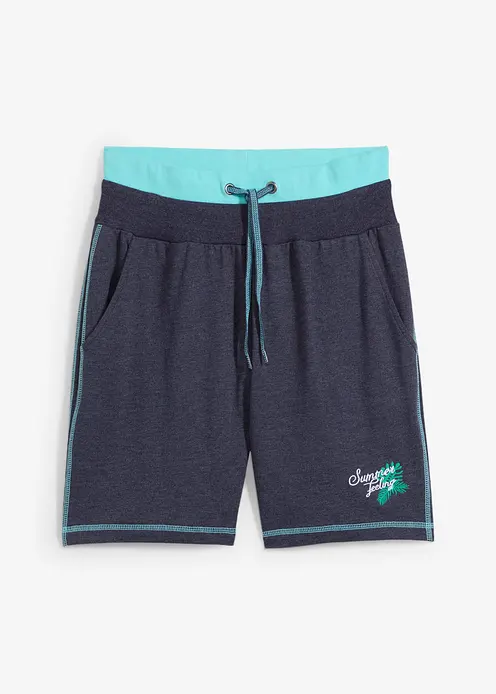 Sweat-Shorts aus Baumwoll-Mix in blau von vorne - bonprix