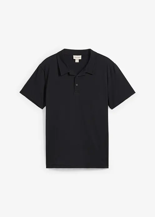 Poloshirt aus reiner Bio-Baumwolle in schwarz von vorne - bonprix