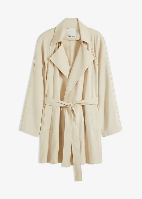 kurzer Trenchcoat in beige von vorne - bonprix