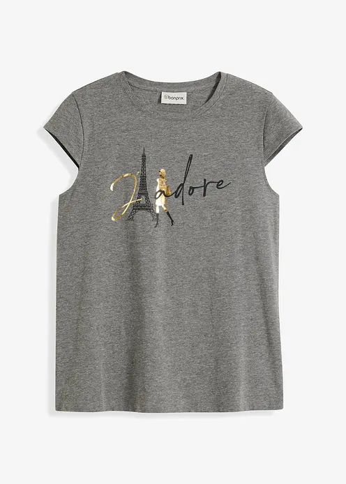 Shirt aus Bio-Baumwolle in grau von vorne - bonprix