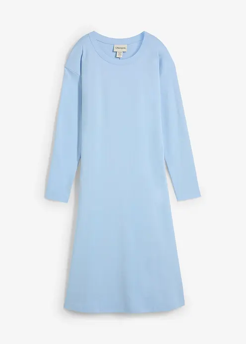 Jerseykleid aus reiner schwerer Bio-Baumwolle in blau von vorne - bonprix