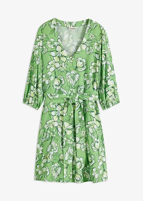 Minikleid aus softem Viskose-Mix in grün von vorne - bonprix