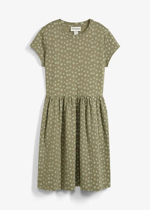 Shirtkleid aus reiner Baumwolle in grün von vorne - bonprix