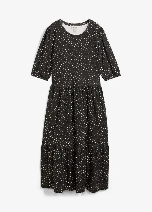 Shirtkleid aus reiner Baumwolle in schwarz von vorne - bonprix
