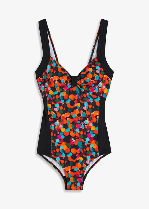 Badeanzug mit Einsätzen in schwarz von vorne - bonprix