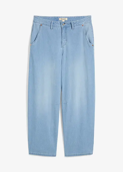 Balloon Jeans Mid Waist, cropped in blau von vorne - bonprix