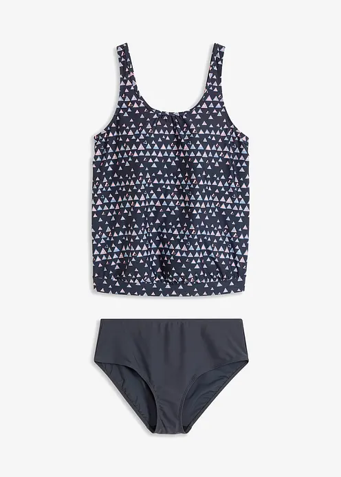 Oversize Tankini (2-tlg.Set) in grau von vorne - bonprix