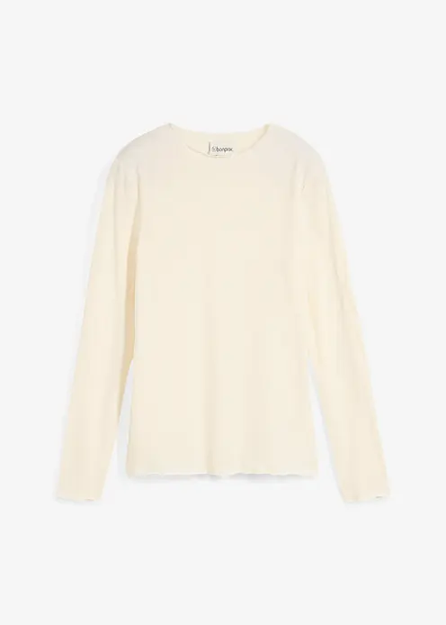Weiches Langarmshirt in beige von vorne - bonprix