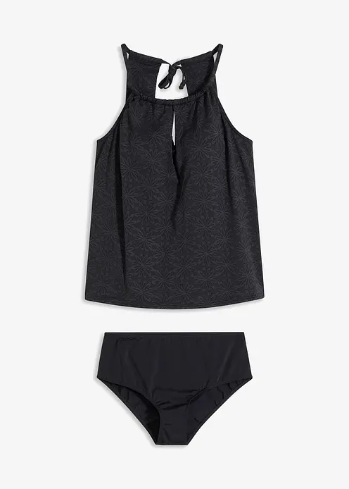 Long Tankini (2-tlg.Set) in schwarz von vorne - bonprix