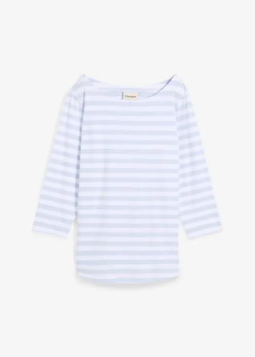 Shirt mit U-Boot-Ausschnitt in blau von vorne - bonprix
