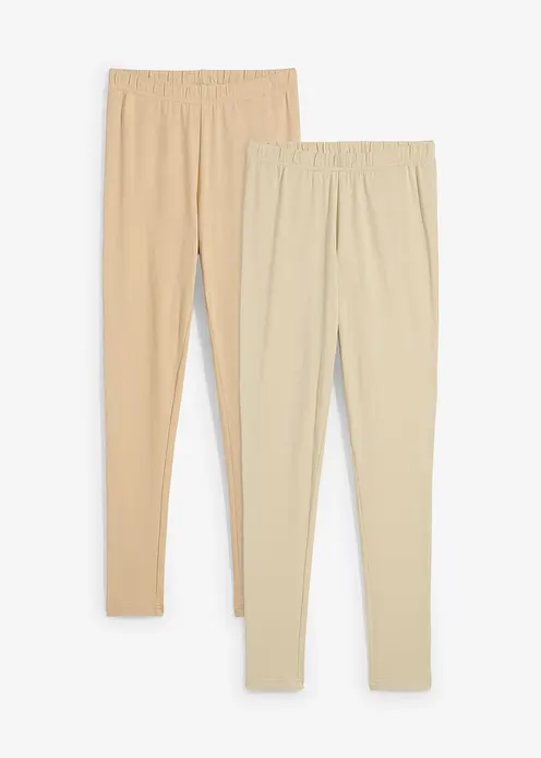 Leggings mit reiner Bio-Baumwolle (2er Pack) in grün von vorne - bonprix