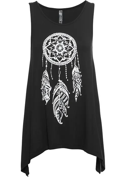 Bedrucktes Long-Top in schwarz von vorne - bonprix