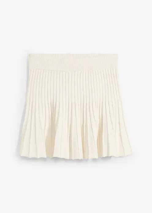 Mini Strickrock mit Faltenoptik in weiß von vorne - bonprix