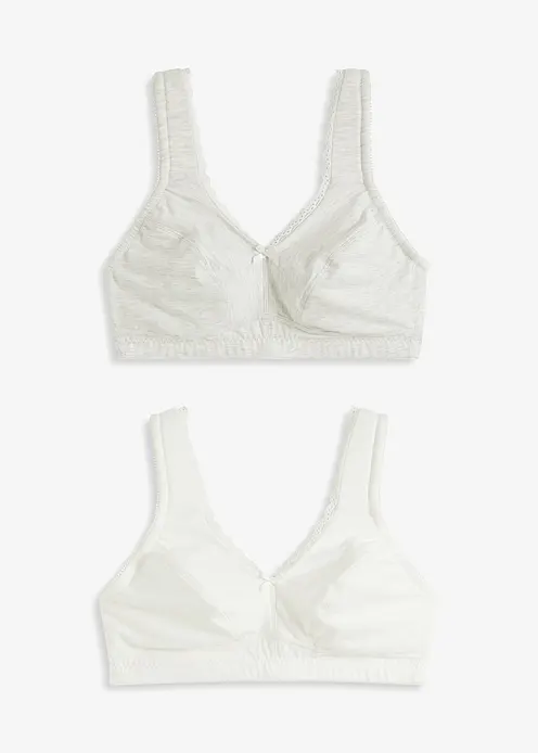 Minimizer-BH ohne Bügel mit Bio-Baumwolle (2er Pack) in weiß von vorne - bonprix