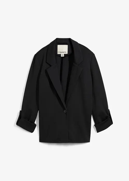 Sweatblazer aus Viskose-Mix in schwarz von vorne - bonprix