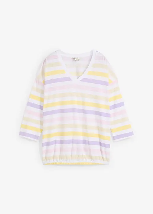 Slub-Shirt aus Bio-Baumwolle, 3/4 Arm in lila von vorne - bonprix