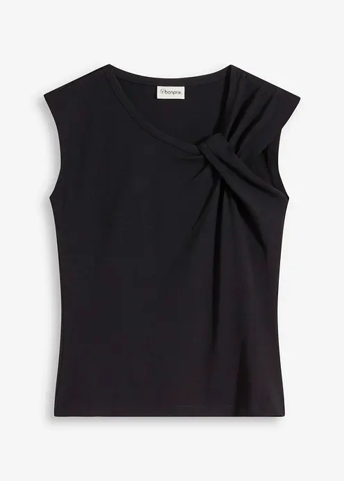 Shirt aus elastischem Baumwoll-Mix in schwarz von vorne - bonprix