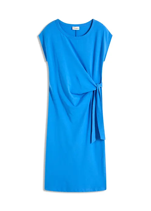 Jerseykleid aus elastischem Baumwoll-Mix in blau von vorne - bonprix
