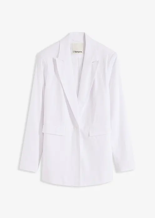 Leinen-Blazer in weiß von vorne - bonprix