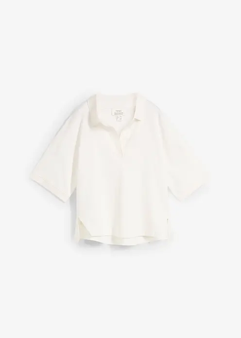 Poloshirt aus reiner Bio-Baumwolle in weiß von vorne - bonprix