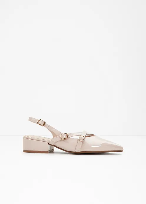 Slingpumps in Lack-Optik in beige - bonprix