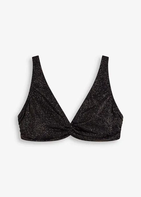 Glitzerndes Bikini Oberteil in schwarz von vorne - bonprix