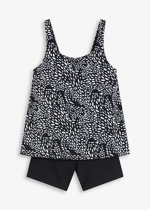Badeanzug mit Bein in schwarz von vorne - bonprix