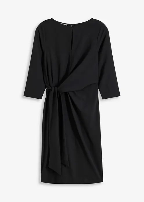 Kleid mit Bindedetail in schwarz von vorne - bonprix