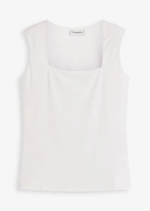 Top mit Careé Ausschnitt in weiß von vorne - bonprix
