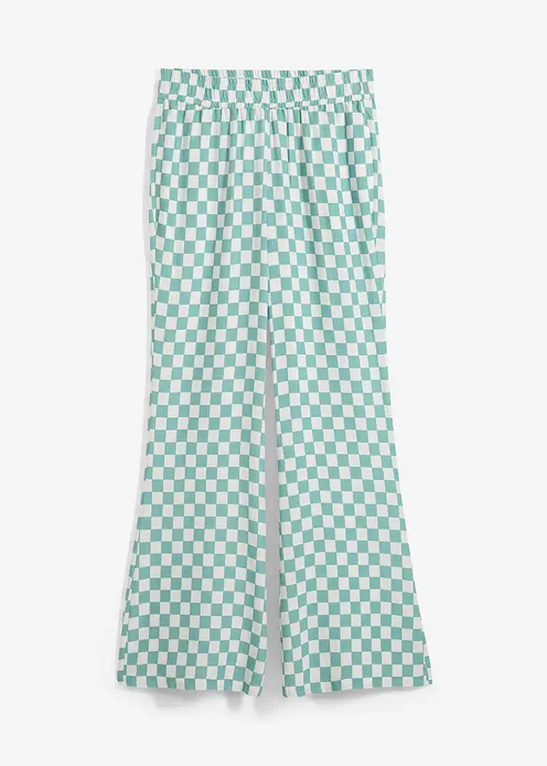 Karierte Marlenehose aus fließender Viskose in grün von vorne - bonprix