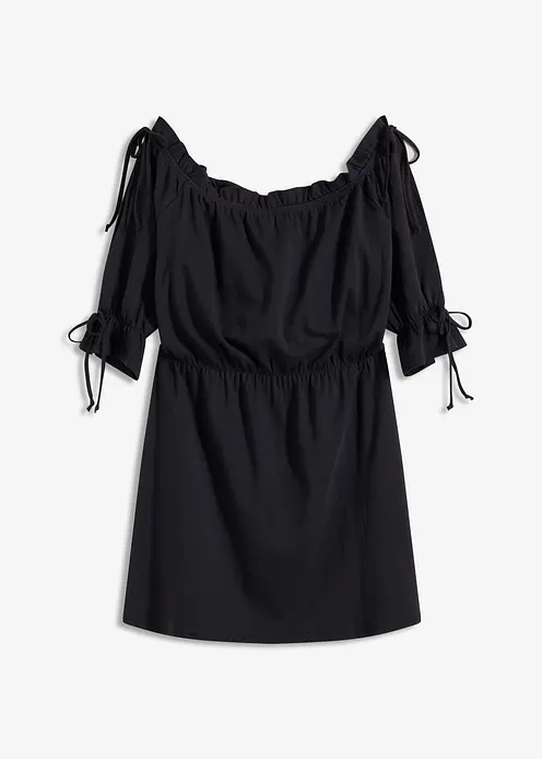 Jerseykleid mit Carmen-Ausschnitt in schwarz von vorne - bonprix
