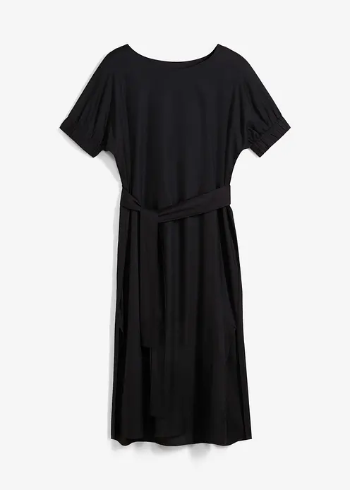 Midi-Kleid aus softer Viskose in schwarz von vorne - bonprix