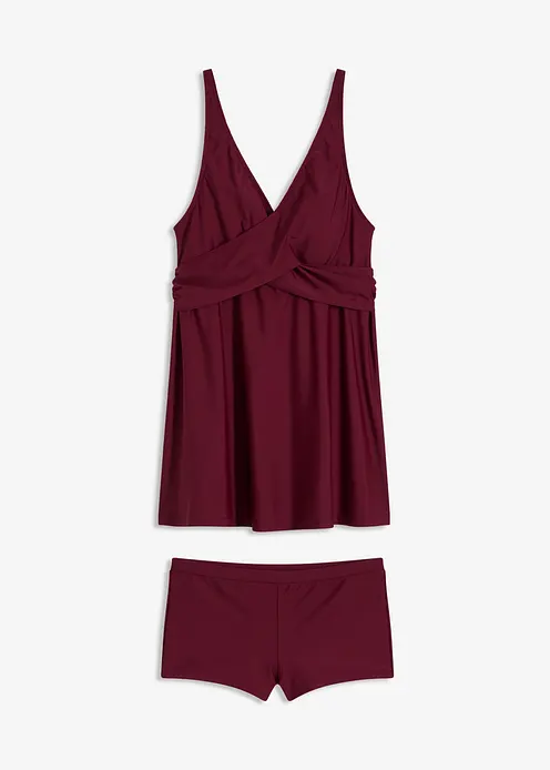 Long-Tankini (2-tlg.Set) mit V-Ausschnitt in rot von vorne - bonprix