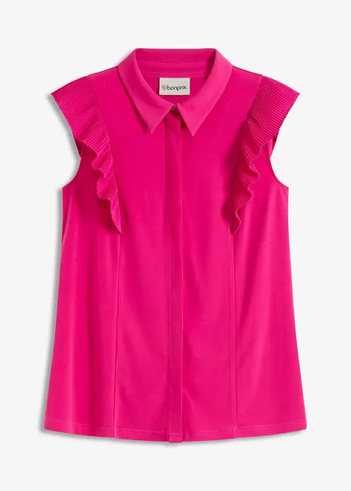 Shirtbluse mit Volants in pink von vorne - bonprix