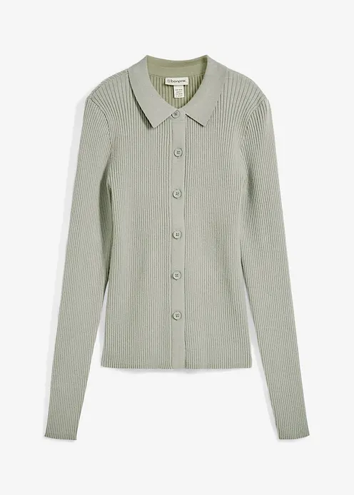 Feinstrickjacke aus Viskose-Mix in grün von vorne - bonprix