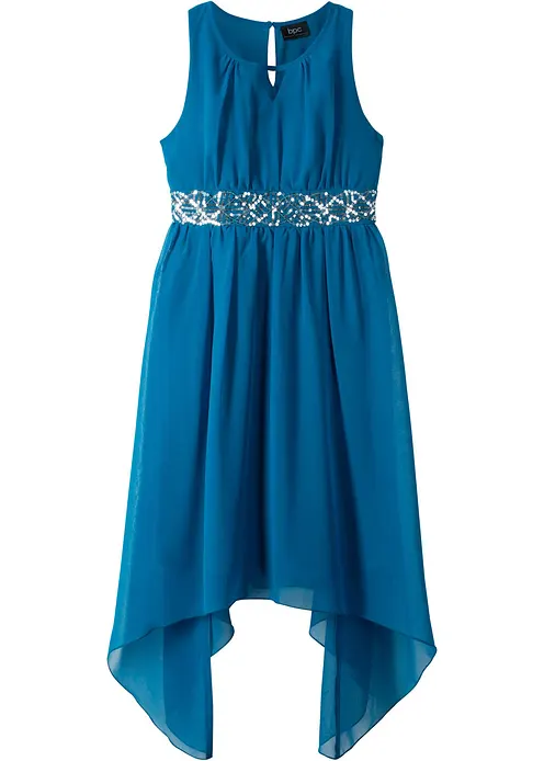 Chiffonkleid mit Pailletten in blau von vorne - bonprix