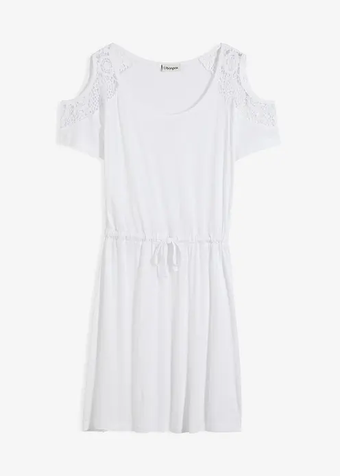 Transparentes Strandkleid aus Viskose in weiß von vorne - bonprix