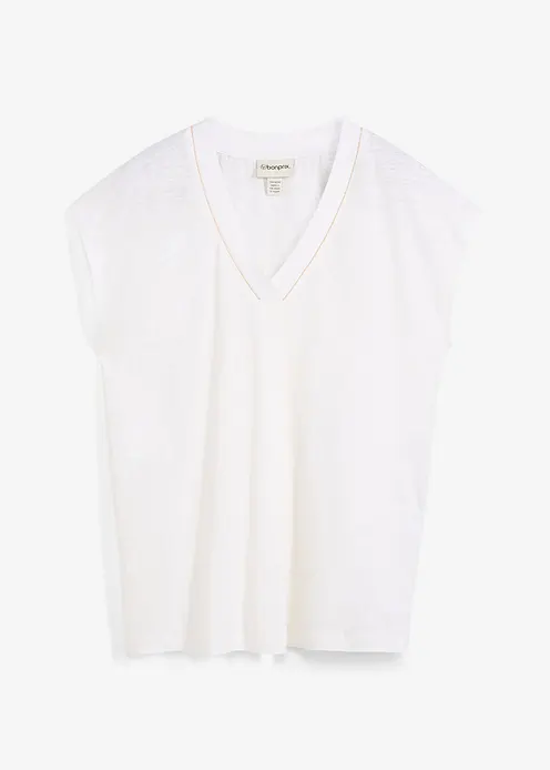 T-Shirt aus reinem Leinen in weiß von vorne - bonprix