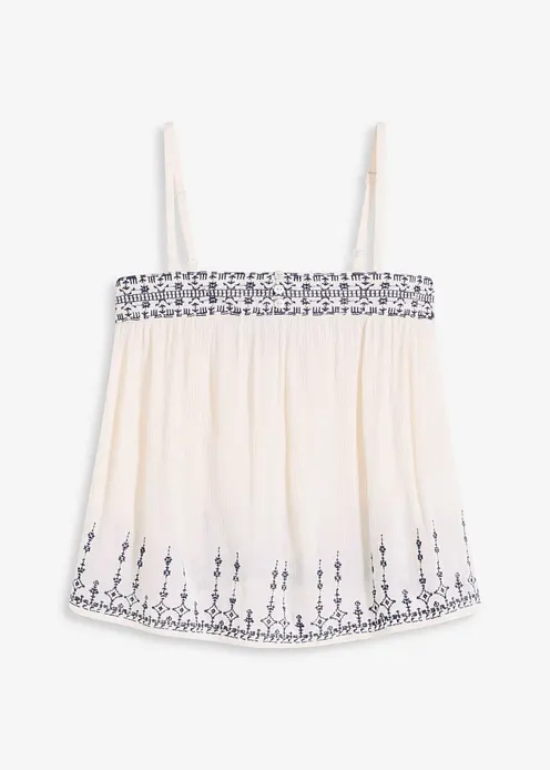 Blusentop mit Stickerei in beige von vorne - bonprix