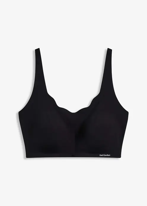 ​​​​Wattierter Feel Comfort Lasercut T-Shirt BH ohne Bügel in schwarz von vorne - bonprix